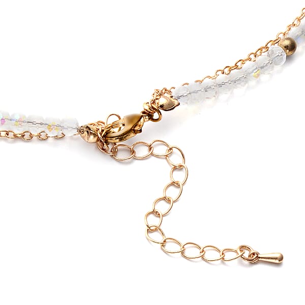 Shop Lc White Freshwater Pearl White Mystic Color Glass And Resin 2 Row Layered Necklace With Coin Charm 20.5 Inches In Goldtone