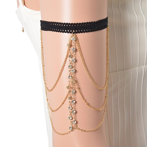 Shop Lc White Glass And Austrian Crystal Enameled Set Of 2 Arm Bracelet In Goldtone