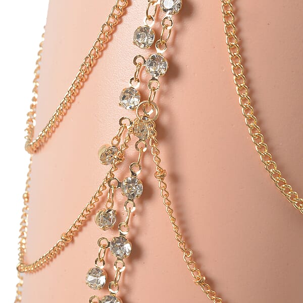 Shop Lc White Glass And Austrian Crystal Enameled Set Of 2 Arm Bracelet In Goldtone