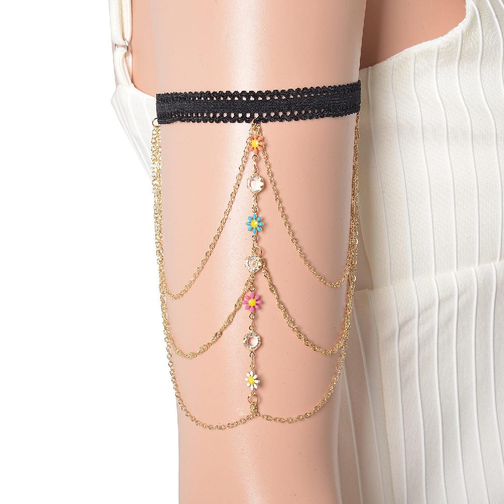 shop lc White Glass and Austrian Crystal Enameled Set of 2 Arm Bracelet in Goldtone