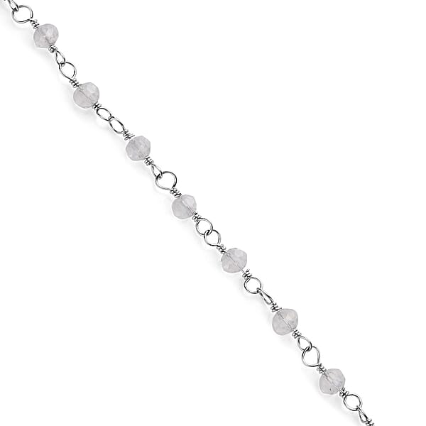 Shop Lc White Glass Beaded Station Necklace In Stainless Steel 20-22 Inches Tarnish-Free Waterproof Sweat Proof Jewelry