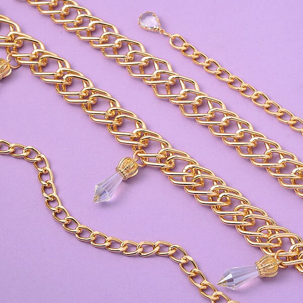 Shop Lc White Glass Necklace In Goldtone 29-45 Inches