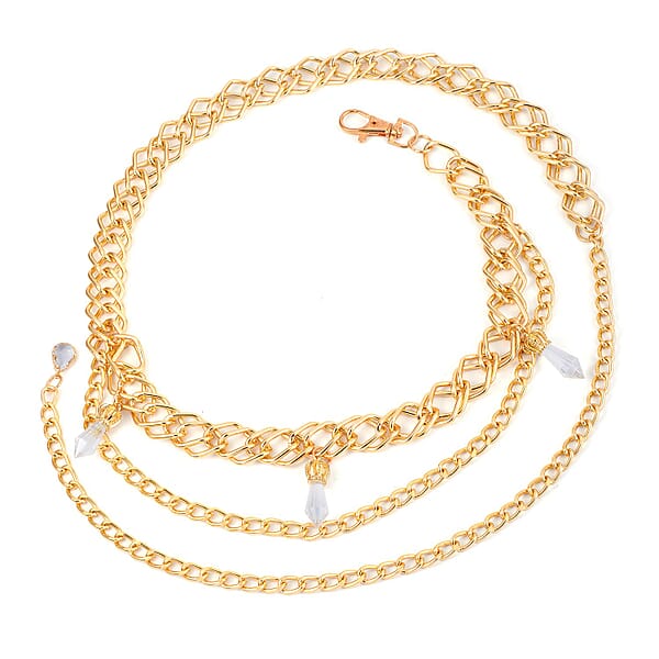 Shop Lc White Glass Necklace In Goldtone 29-45 Inches