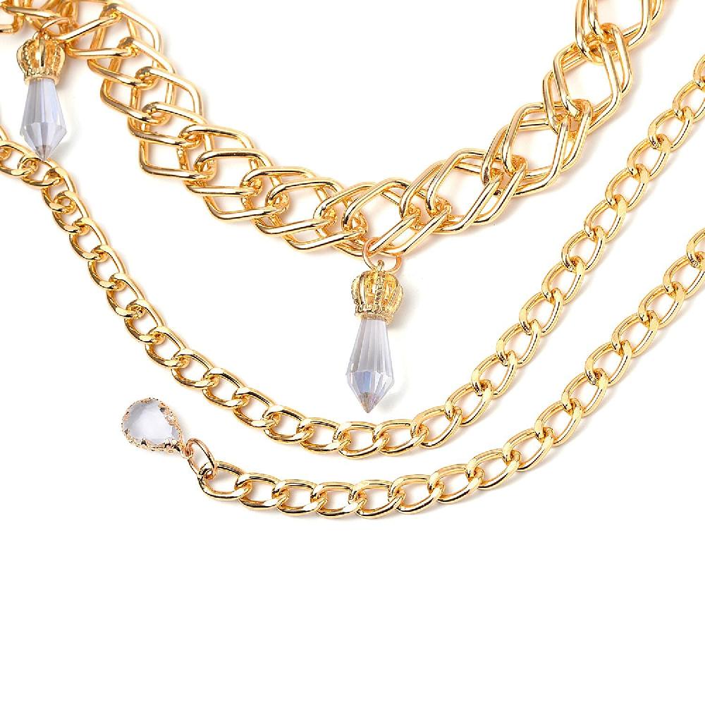 shop lc White Glass Necklace in Goldtone 29-45 Inches