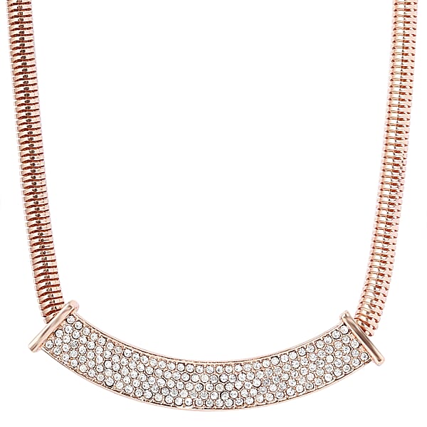 Shop Lc White Glass Statement Necklace 17-20 Inches In Rosetone