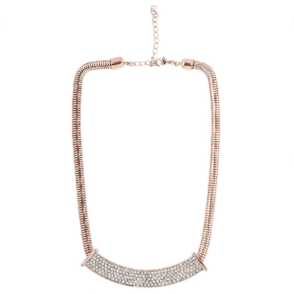 shop lc White Glass Statement Necklace 17-20 Inches in Rosetone