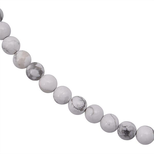 Shop Lc White Howlite Beaded Necklace With Magnetic Lock In Sterling Silver 150.00 Ctw (18 Inches)