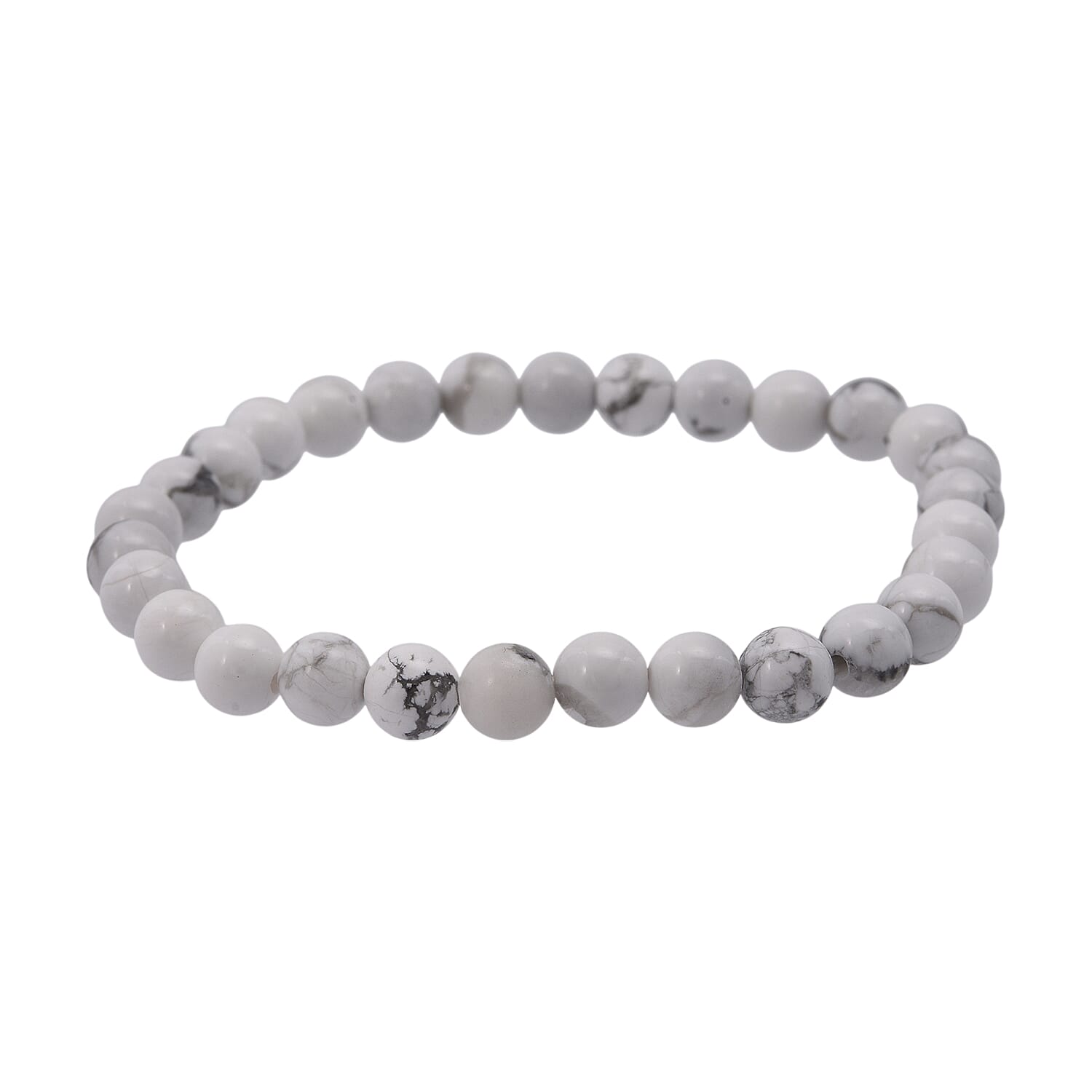 shop lc White Howlite Beaded Stretch Bracelet 48.00 ctw