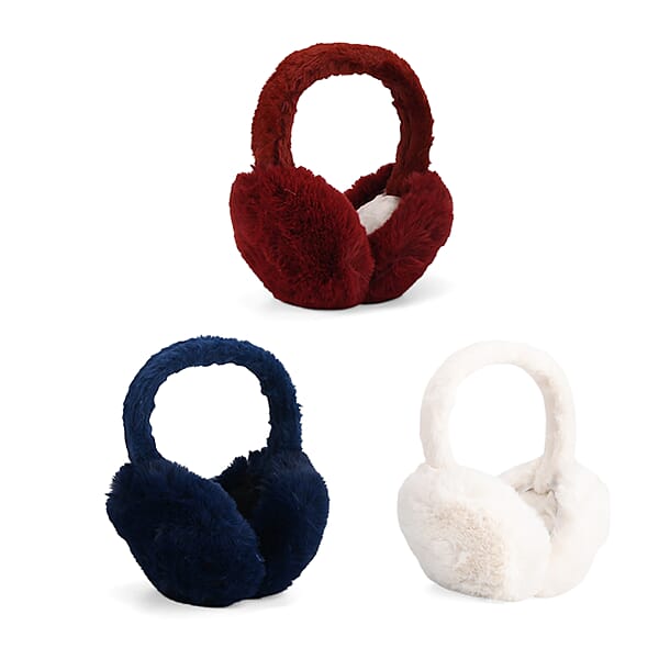 Shop Lc White Navy And Burgundy Set Of 3pcs Ear Muff