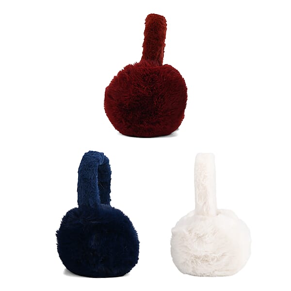 Shop Lc White Navy And Burgundy Set Of 3pcs Ear Muff