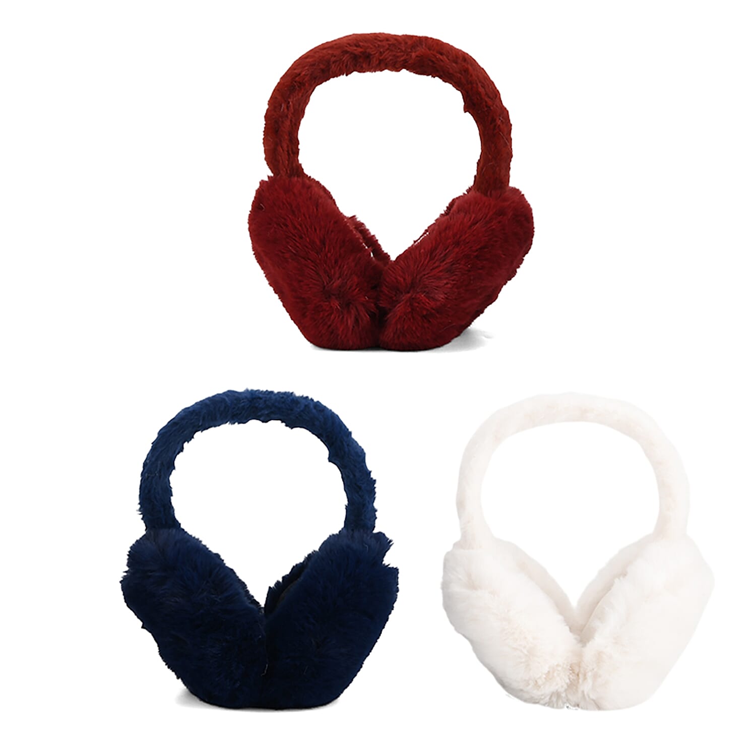 shop lc White Navy and Burgundy Set of 3pcs Ear Muff