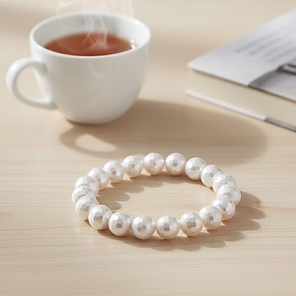 Shop Lc White Shell Faceted Pearl Stretch Bracelet (7-7.5In)