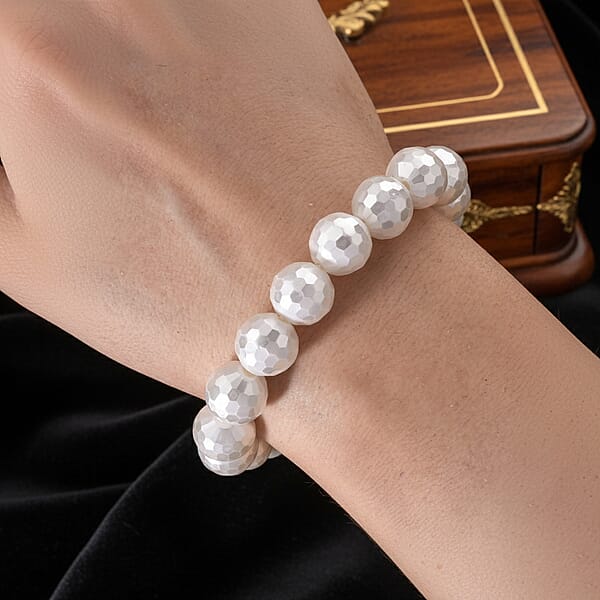 Shop Lc White Shell Faceted Pearl Stretch Bracelet (7-7.5In)