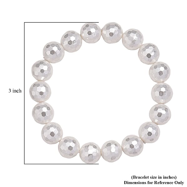 Shop Lc White Shell Faceted Pearl Stretch Bracelet (7-7.5In)