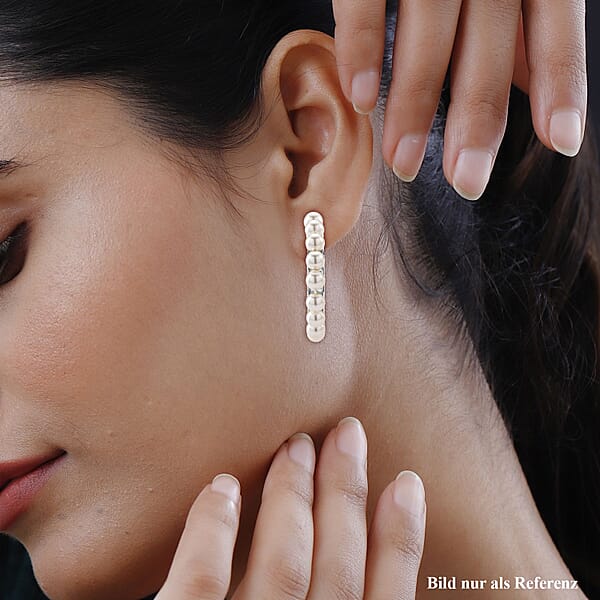 Shop Lc White Shell Pearl Hoop Earrings In Silvertone And Stainless Steel