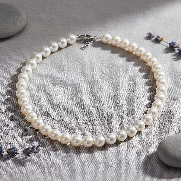 Shop Lc White Shell Pearl Necklace In Silvertone 20-22 Inches