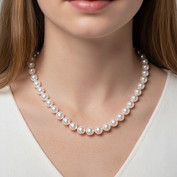 Shop Lc White Shell Pearl Necklace In Silvertone 20-22 Inches