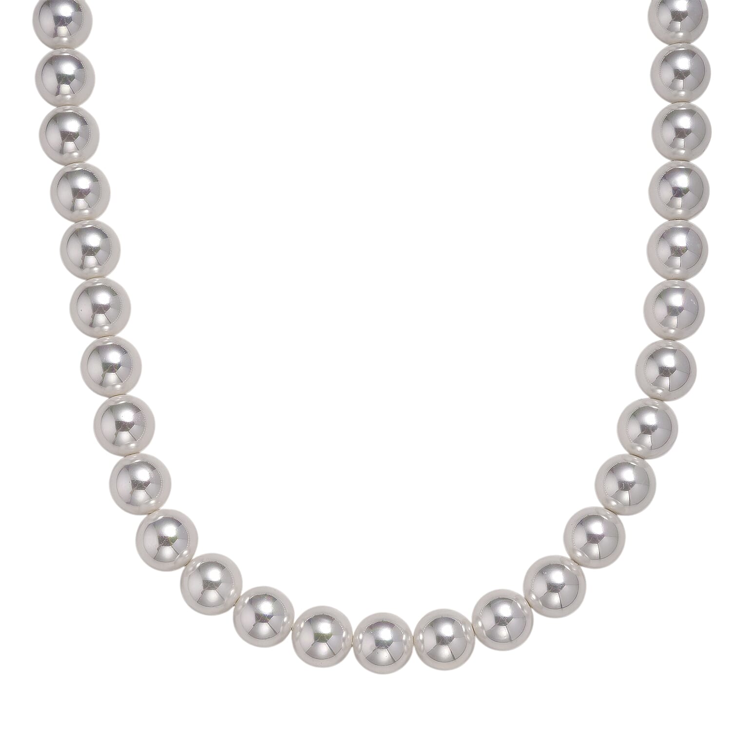 shop lc White Shell Pearl Necklace in Silvertone 20-22 Inches