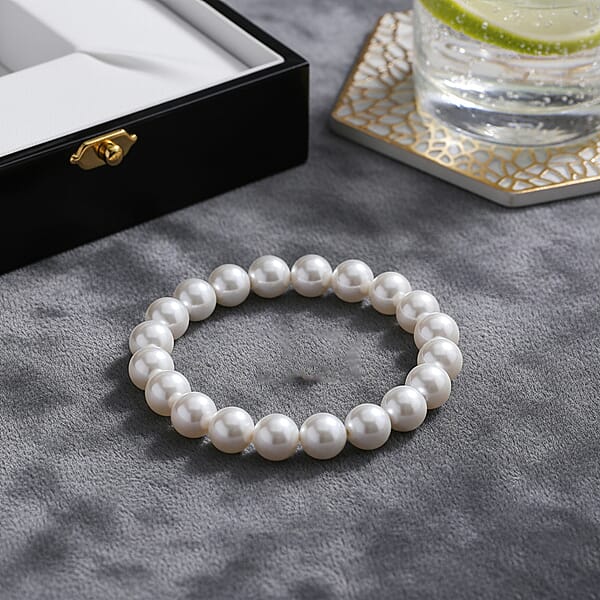 Shop Lc White Shell Pearl Stretch Bracelet (7.25-7.75In)