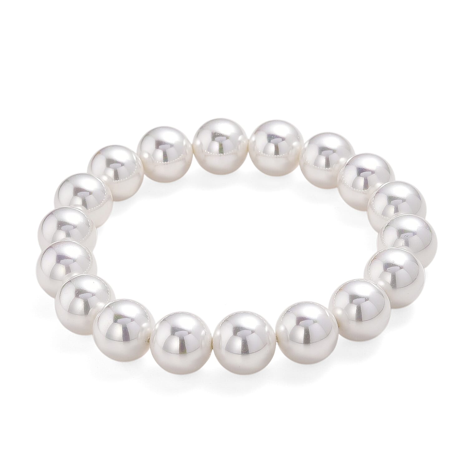 shop lc White Shell Pearl Stretch Bracelet (7.25-7.75In)