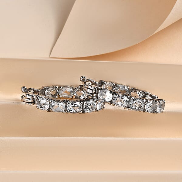 Shop Lc White Topaz Inside Out Hoop Earrings In Stainless Steel 5.25 Ctw