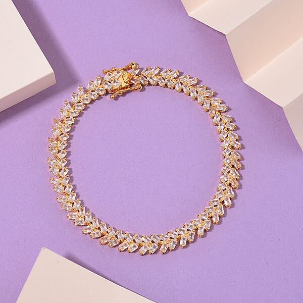Shop Lc White Zircon 10.75 Ctw Sunray's Bracelet In 18K Vermeil Yellow Gold Over Sterling Silver (7.25 In)