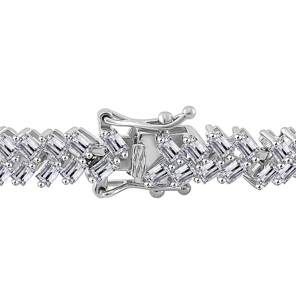 Shop Lc White Zircon 10.75 Ctw Sunray's Bracelet In Rhodium Over Sterling Sil (7.25 In)
