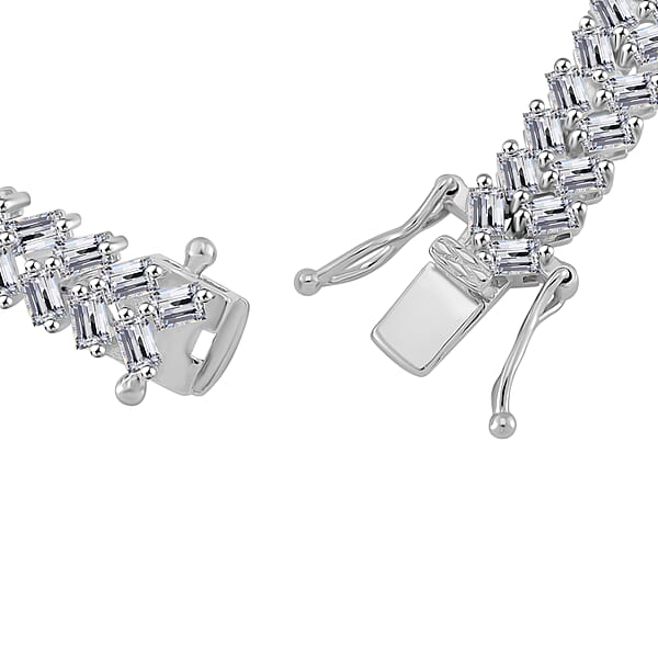 Shop Lc White Zircon 10.75 Ctw Sunray's Bracelet In Rhodium Over Sterling Sil (7.25 In)