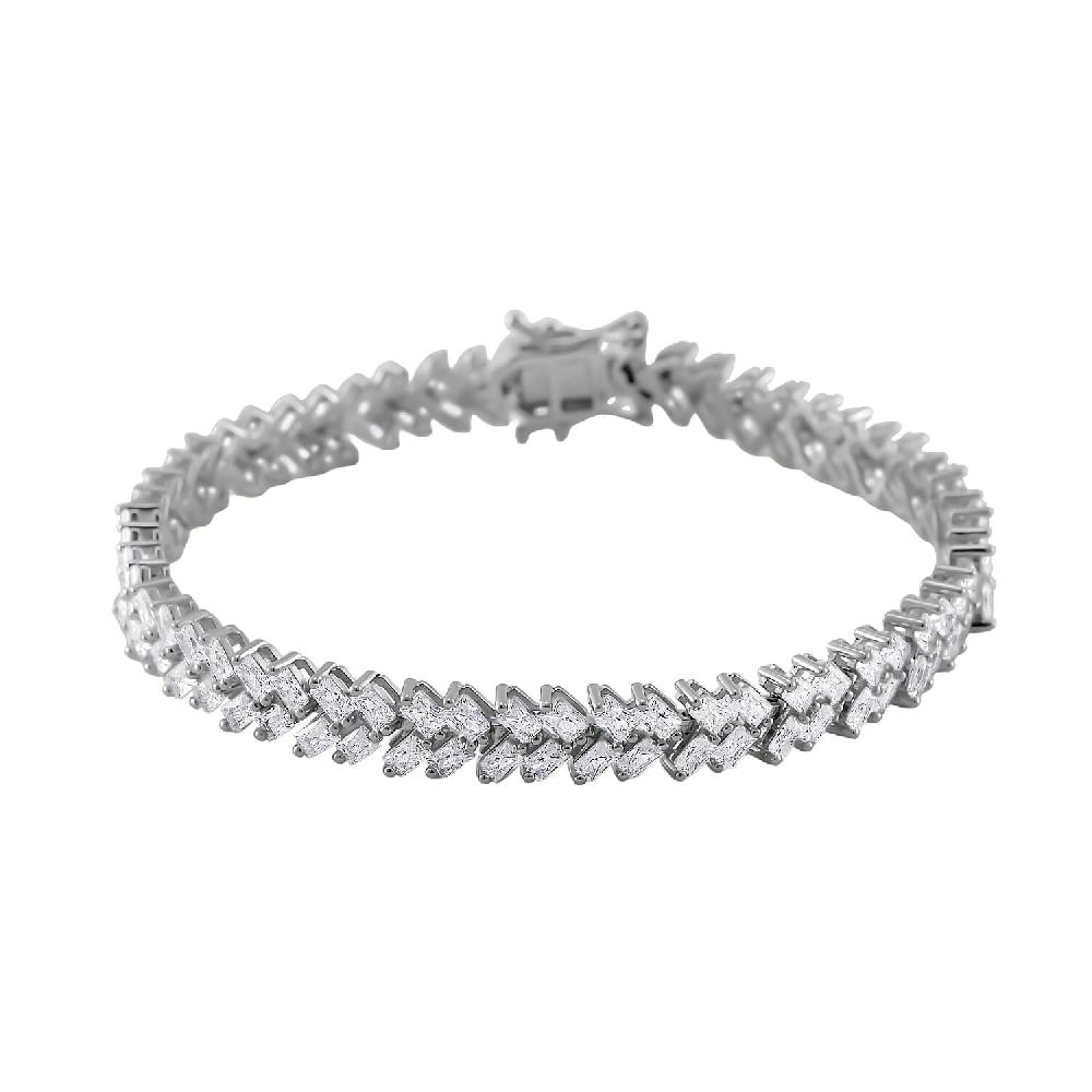 shop lc White Zircon 10.75 ctw Sunray's Bracelet in Rhodium Over Sterling Sil (7.25 In)