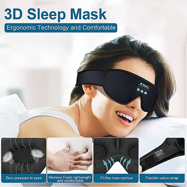 Shop Lc Wireless 3D Bluetooth Music Hood Eye Mask - Black