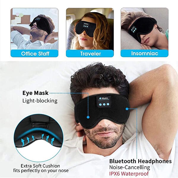 Shop Lc Wireless 3D Bluetooth Music Hood Eye Mask - Black