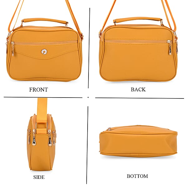 Shop Lc Yellow Faux Leather Multi Pocket Crossbody Bag