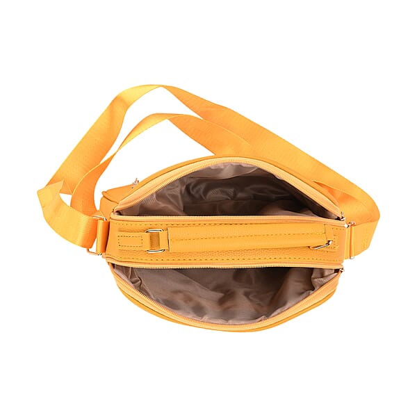Shop Lc Yellow Faux Leather Multi Pocket Crossbody Bag