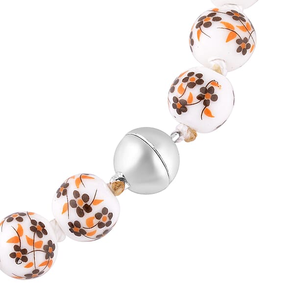 Shop Lc Yellow Flower Ceramic Beaded Knotted Necklace In Silvertone 20 Inches