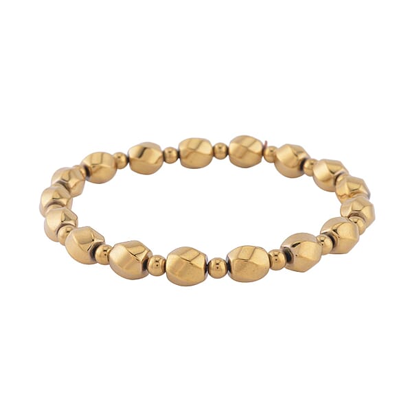 Shop Lc Yellow Gold Plated Hematite 134.50 Ctw Beaded Stretch Bracelet
