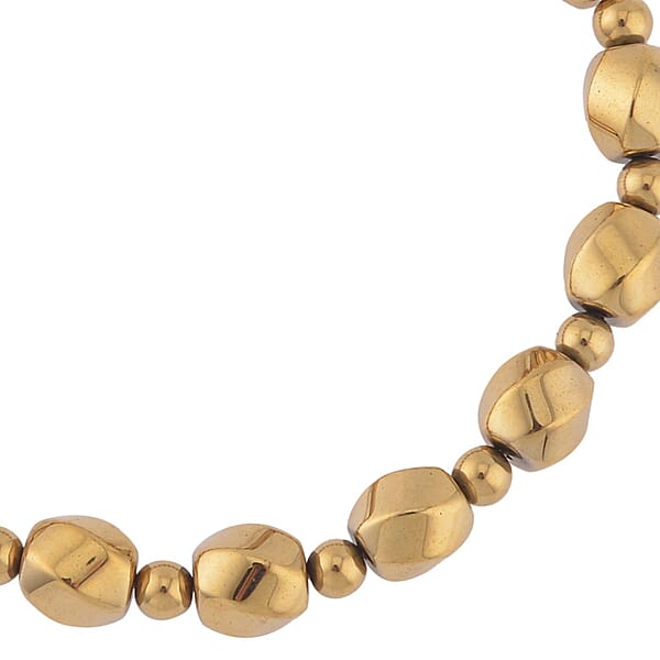 Shop Lc Yellow Gold Plated Hematite 134.50 Ctw Beaded Stretch Bracelet