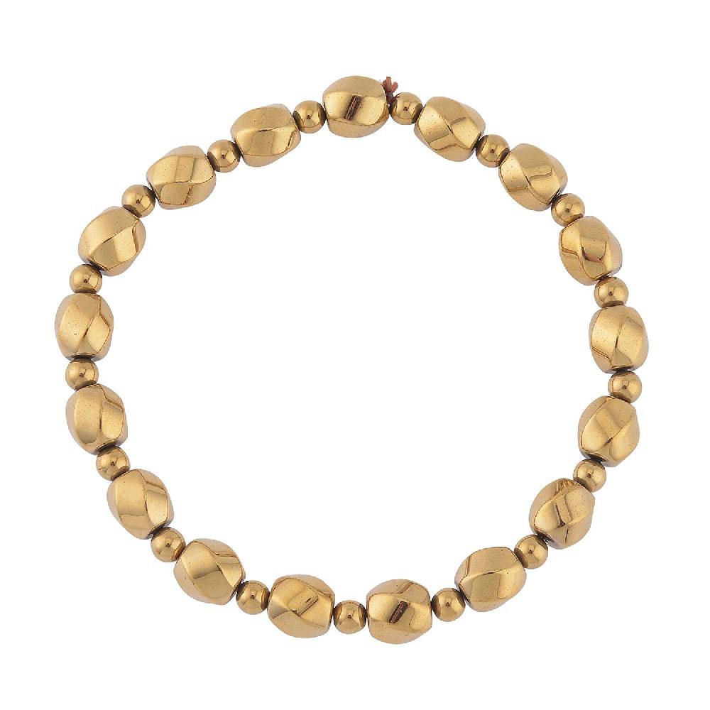 shop lc Yellow Gold Plated Hematite 134.50 ctw Beaded Stretch Bracelet