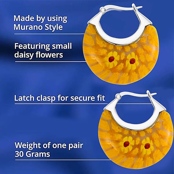 Shop Lc Yellow Murano Style Basket Earrings In Stainless Steel With Lifetime Guarantee