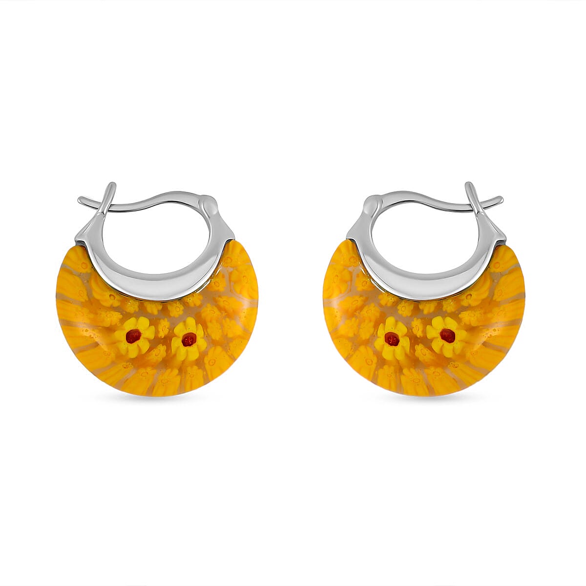 shop lc Yellow Murano Style Basket Earrings in Stainless Steel with Lifetime Guarantee