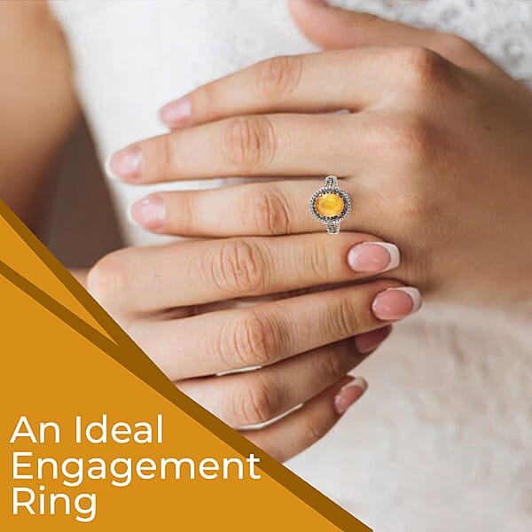 Shop Lc Yellow Sapphire Double Halo Ring In Vermeil Yellow Gold Over Sterling Silver White And Champagne Zircon Accent Ring Sapphire Jewelry Gift For Her 5.00 Ctw