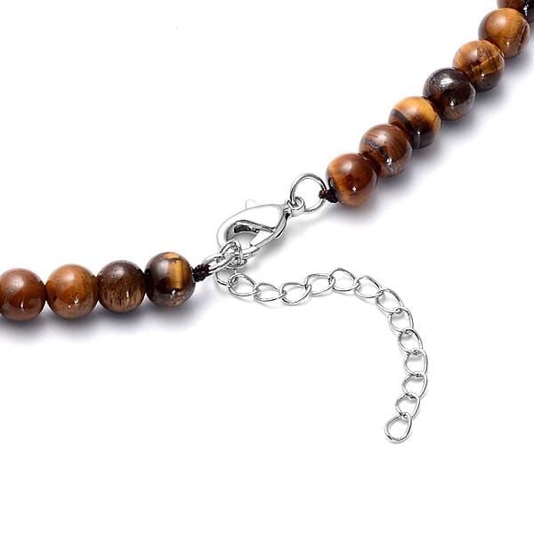 Shop Lc Yellow Tiger's Eye 158.50 Ctw Beaded Tribal Necklace 18-20 Inches In Silvertone