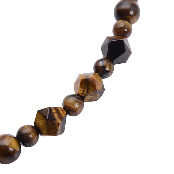 Shop Lc Yellow Tiger's Eye Beaded Necklace 18-20 Inches In Silvertone 138.50 Ctw