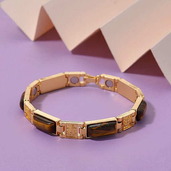 Shop Lc Yellow Tigers Eye 16.00 Ctw Bracelet In Goldtone (7.25 In)