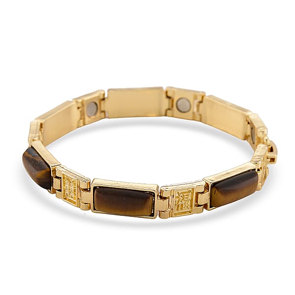 Shop Lc Yellow Tigers Eye 16.00 Ctw Bracelet In Goldtone (7.25 In)