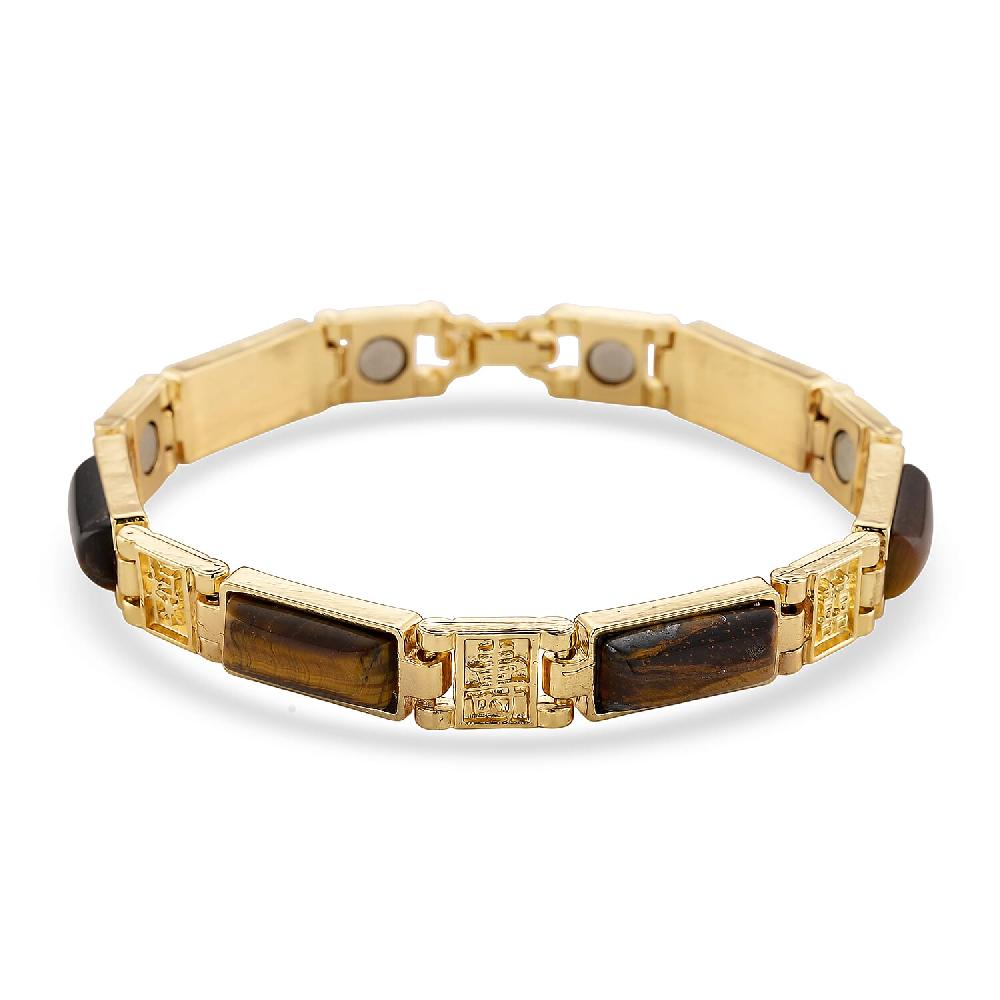 shop lc Yellow Tigers Eye 16.00 ctw Bracelet in Goldtone (7.25 In)