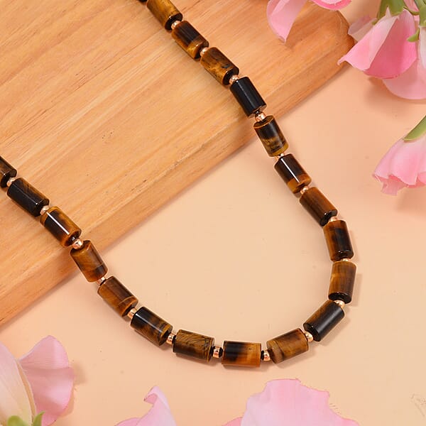 Shop Lc Yellow Tigers Eye 204.00 Ctw Necklace In Goldtone 18-20 Inches