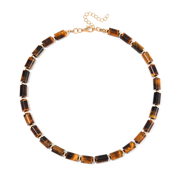 Shop Lc Yellow Tigers Eye 204.00 Ctw Necklace In Goldtone 18-20 Inches