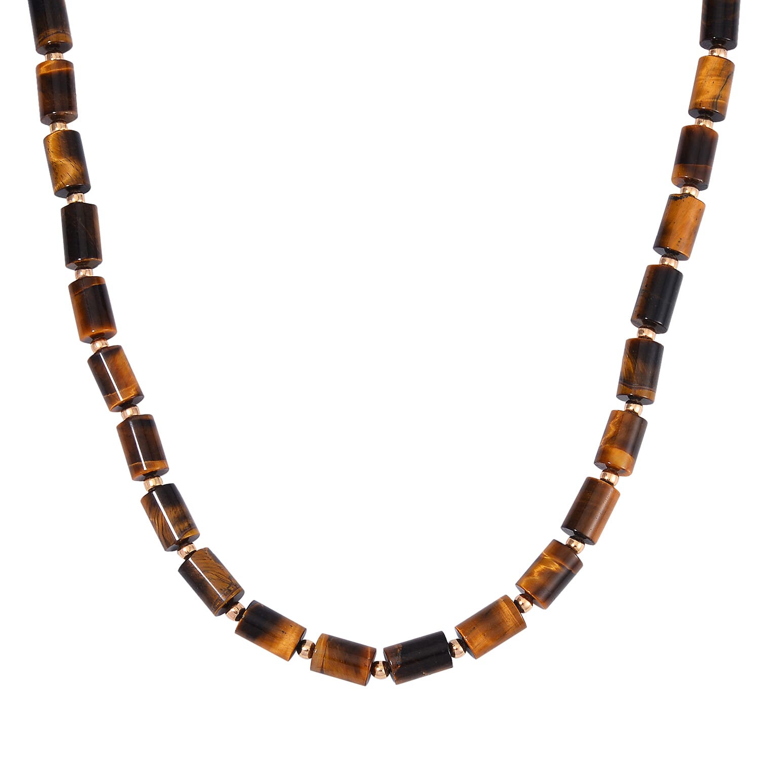 shop lc Yellow Tigers Eye 204.00 ctw Necklace in Goldtone 18-20 Inches