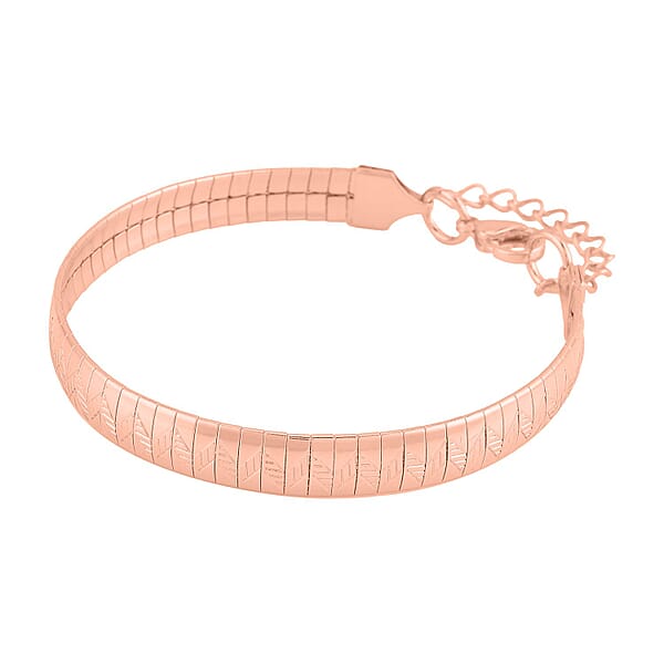 Shop Lc Zig Zag Texture Omega Chain Bracelet (7.50-9.50Inches) In ION Plated RG Stainless Steel Tarnish-Free Waterproof Sweat Proof Jewelry