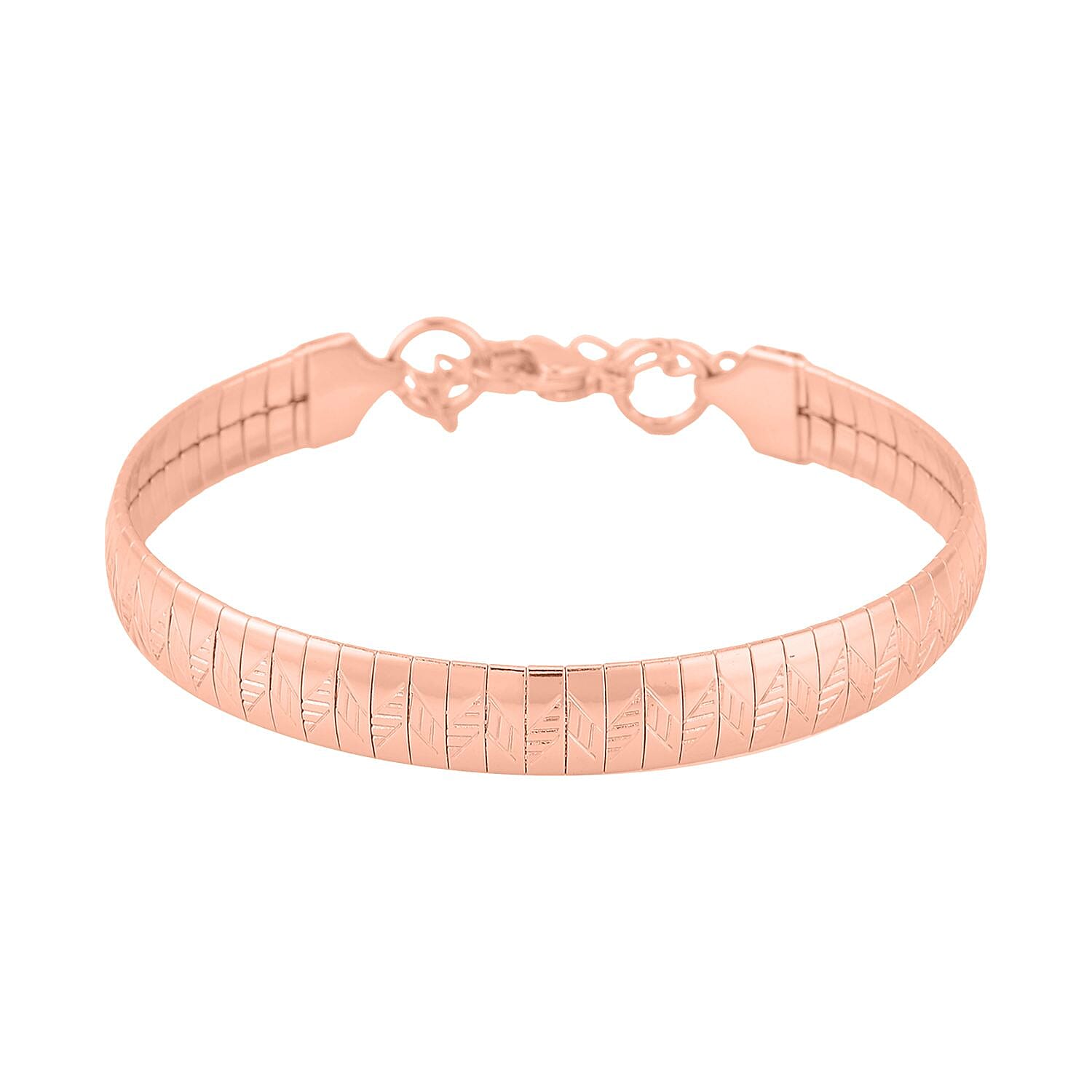 shop lc Zig Zag Texture Omega Chain Bracelet (7.50-9.50Inches) in ION Plated RG Stainless Steel Tarnish-Free Waterproof Sweat Proof Jewelry